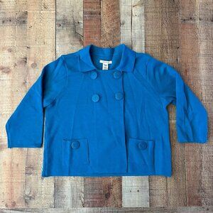 Covington wool blend Blue Pea Coat big buttons with front pockets. women's large
